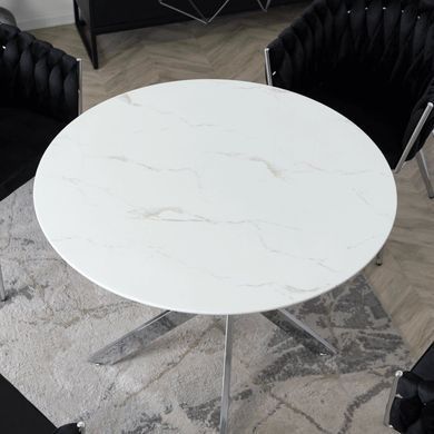 Стіл MEBEL ELITE BALI 100х100 см Білий/Хром фотографія