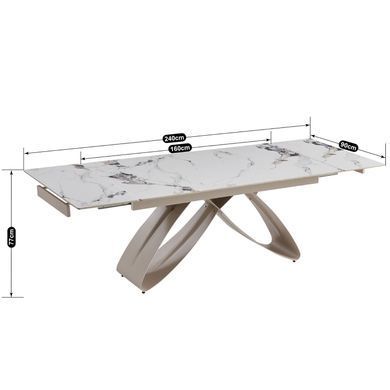 Стол раскладной MEBEL ELITE LUIGI 160(240)х90 см Белый мрамор/Кашемир фотография