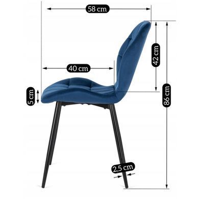 Стілець оксамитовий MEBEL ELITE LUCKY Velvet, Синій / Чорний фотографія