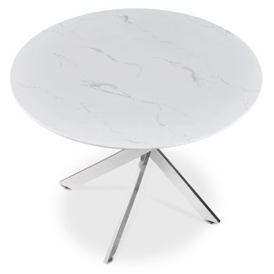 Стіл MEBEL ELITE BALI 100х100 см Білий/Хром фотографія