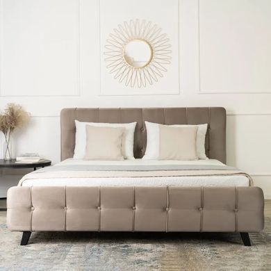 Кровать двуспальная бархатная MEBEL ELITE LINO Velvet, 160x200 см, Бежевый фотография