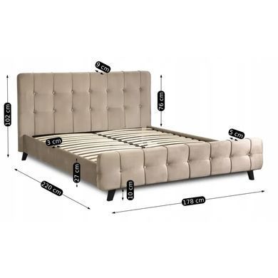 Кровать двуспальная бархатная MEBEL ELITE LINO Velvet, 160x200 см, Бежевый фотография