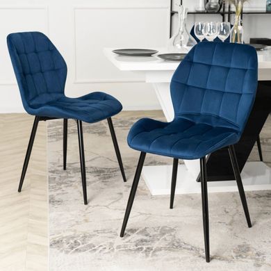 Стілець оксамитовий MEBEL ELITE LUCKY Velvet, Синій / Чорний фотографія