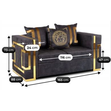 Диван MEBEL ELITE PALLAZO 2S Черный фотография