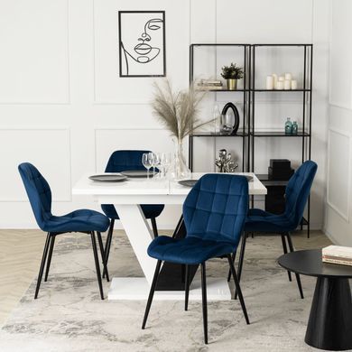 Стілець оксамитовий MEBEL ELITE LUCKY Velvet, Синій / Чорний фотографія