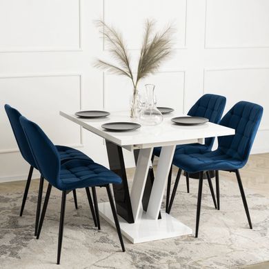 Стілець оксамитовий MEBEL ELITE LUCKY Velvet, Синій / Чорний фотографія
