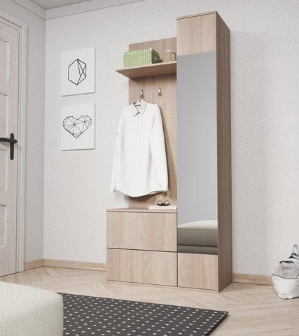 Передпокій з дзеркалом Perfect Home Грін / Green 3-дверний Дуб сонома фотографія