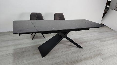 Стол раскладной MADISON CERAMIC Intarsio 160(240)*90 черныймат/черный фотография