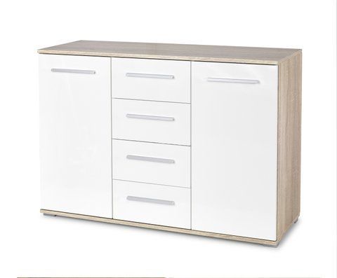 Комод LIMA KM-4&nbsp;Halmar 116x40 Білий / Дуб Сонома фотографія
