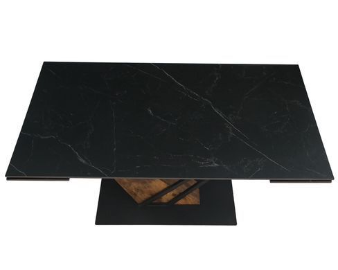 Стіл розкладний FERNANDO CERAMIC Intarsio 160(220)*90 чорний мат/старий дуб фотографія