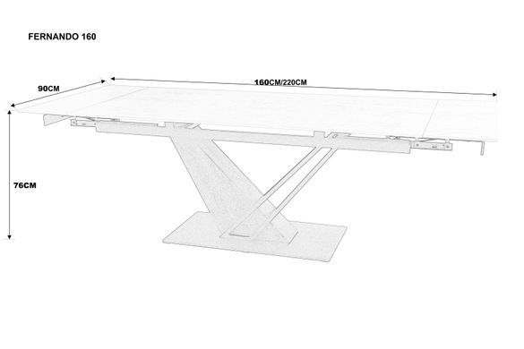 Стіл розкладний FERNANDO CERAMIC Intarsio 160(220)*90 травертин мат/темний горіх фотографія