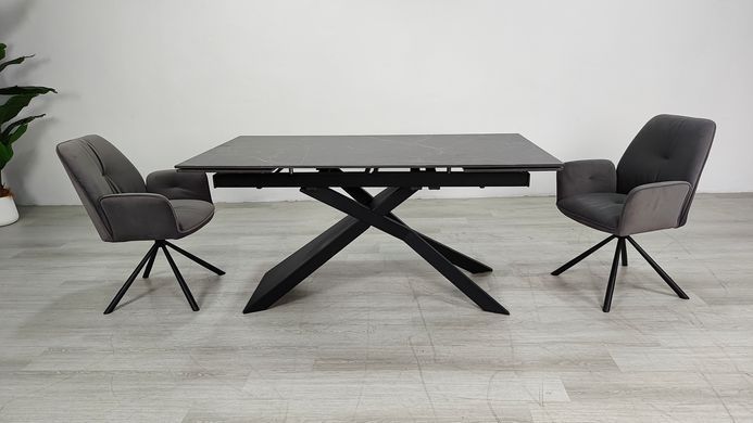 Стіл розкладний MADISON CERAMIC Intarsio 160(240)*90 чорний мат/чорний фотографія
