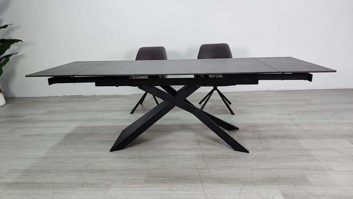 Стіл розкладний MADISON CERAMIC Intarsio 160(240)*90 чорний мат/чорний фотографія