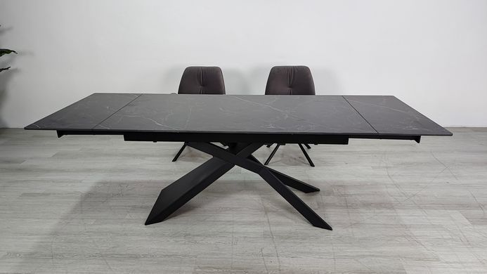 Стіл розкладний MADISON CERAMIC Intarsio 160(240)*90 чорний мат/чорний фотографія