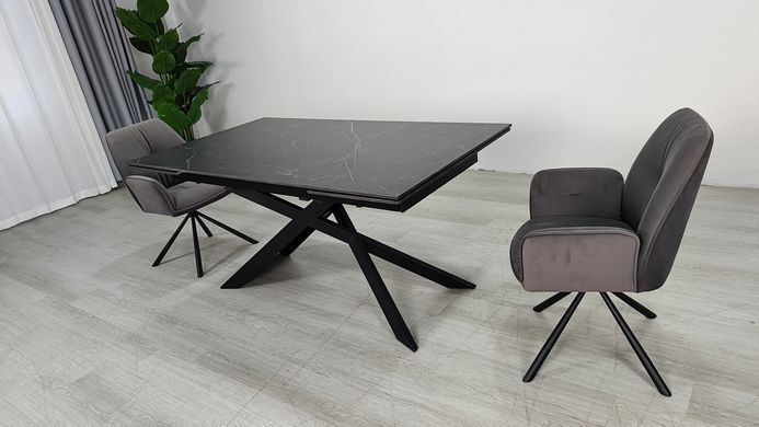 Стіл розкладний MADISON CERAMIC Intarsio 160(240)*90 чорний мат/чорний фотографія