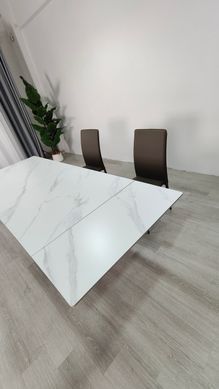 Стіл розкладний HILDA CERAMIC Intarsio 160(240)*90 білий мат/чорний фотографія