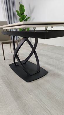 Стіл розкладний HILDA CERAMIC Intarsio 160(240)*90 білий мат/чорний фотографія