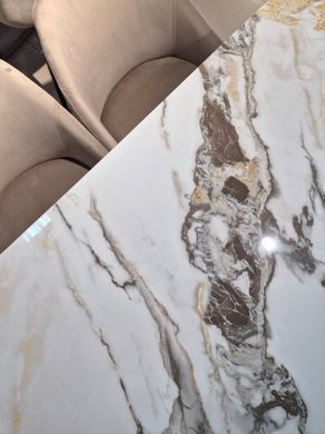Стол NORMAN CERAMIC Gold Phoenix Intarsio 120x90 Белый Глянец Керамика Черный фотография