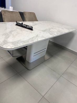 Стол Обеденный CARTIER CERAMIC Signal 160(210)x90 Белый с Эффектом Мрамора фотография