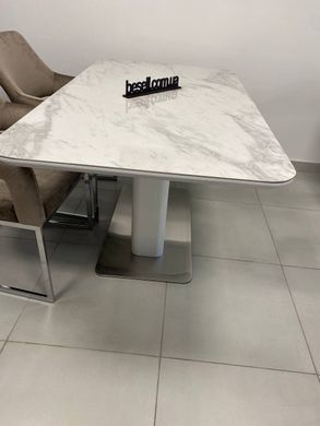 Стол Обеденный CARTIER CERAMIC Signal 160(210)x90 Белый с Эффектом Мрамора фотография