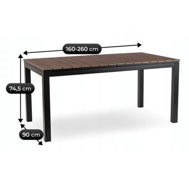 Стіл Розкладний обідній ARGOS MEBEL ELITE 160(260)х90 Горіх/чорний фотографія