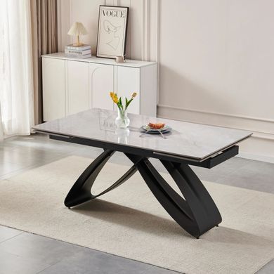 Стіл розкладний MEBEL ELITE LUIGI 160(240)х90 см Сірийм мармур/чорний фотографія
