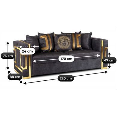 Диван MEBEL ELITE PALLAZO 3S Черный фотография