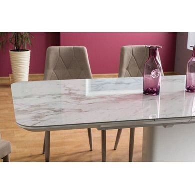 Стол Обеденный CARTIER CERAMIC Signal 160(210)x90 Белый с Эффектом Мрамора фотография