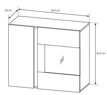 Вітрина навісна Perfect Home Арко / Arco 2-дверна 2D1W/96 Дуб артизан/графіт фотографія