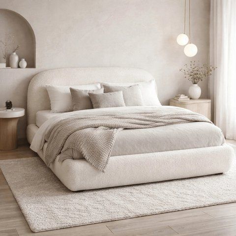 Кровать двуспальная MEBEL ELITE ROSSO 160x200 см Кремовый фотография