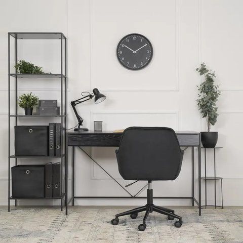 Стілець офісний поворотний оксамитовий MEBEL ELITE MILAN 2 Velvet Чорний / Чорний фотографія