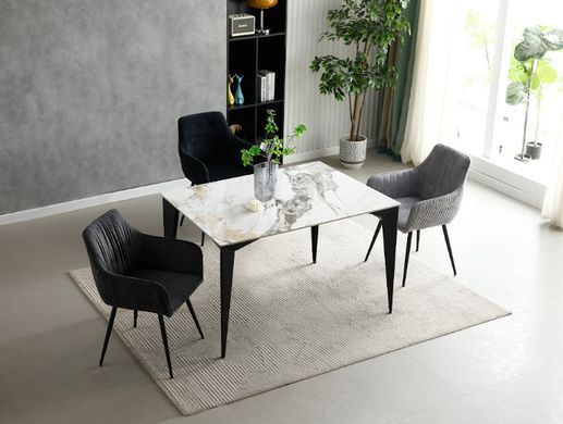 Стол NORMAN CERAMIC Gold Phoenix Intarsio 120x90 Белый Глянец Керамика Черный фотография