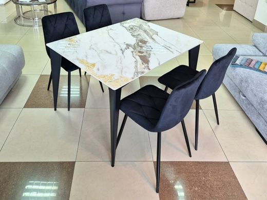 Стол NORMAN CERAMIC Gold Phoenix Intarsio 120x90 Белый Глянец Керамика Черный фотография