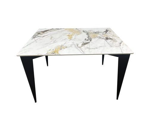 Стол NORMAN CERAMIC Gold Phoenix Intarsio 120x90 Белый Глянец Керамика Черный фотография