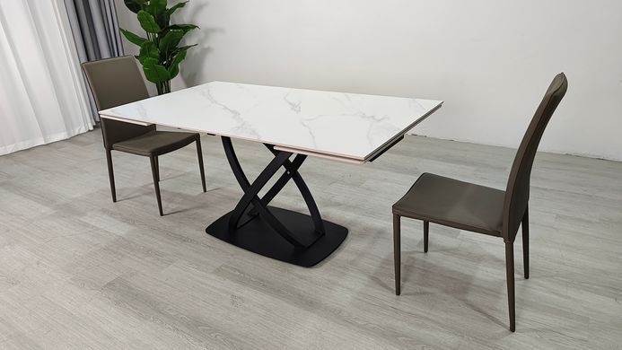 Стіл розкладний HILDA CERAMIC Intarsio 160(240)*90 білий мат/чорний фотографія