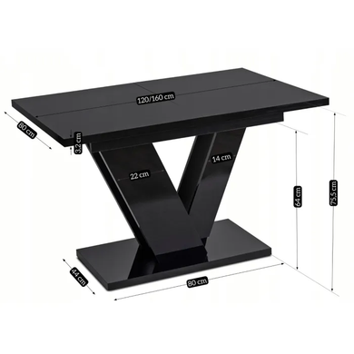 Комплект стіл розкладний MEBEL ELITE CLARK 120(160)х80 см Чорний +4 стільці ROBIN сірий фотографія