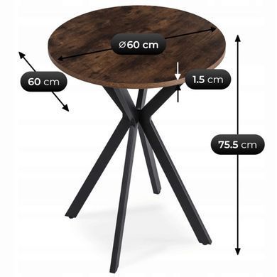 Стіл MEBEL ELITE LAUREN 60X60 Дуб рустик/ чорний фотографія