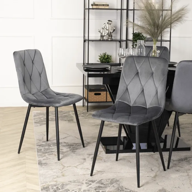 Комплект стіл розкладний MEBEL ELITE CLARK 120(160)х80 см Чорний +4 стільці ROBIN сірий фотографія