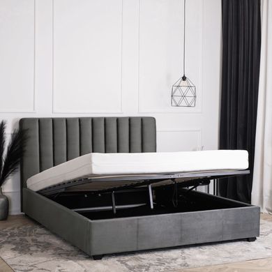 Кровать двуспальная бархатная 140x200 MEBEL ELITE MARI Velvet Серый фотография
