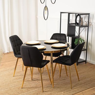 Стул бархатный MEBEL ELITE LUCKY Velvet Черный/ Золотой фотография