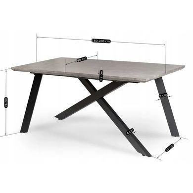 Стол раскладной MEBEL ELITE HAMILTON 160(200)х90 Серый бетон фотография