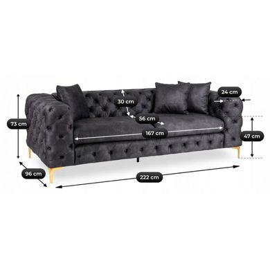 Диван MEBEL ELITE SORRENTO 3SЧорний фотографія