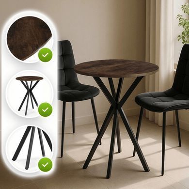 Стіл MEBEL ELITE LAUREN 60X60 Дуб рустик/ чорний фотографія