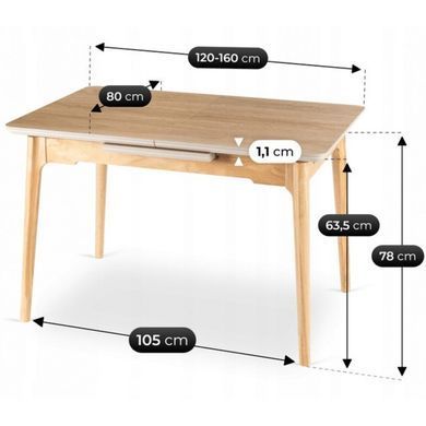 Стол раскладной MEBEL ELITE SAMER 120(160)х80 см Дуб фотография