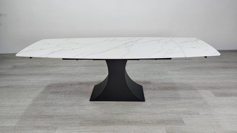 Стіл розкладний GILBERT CERAMIC Intarsio 160(240)*90 білий мат/чорний фотографія