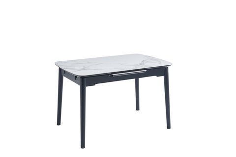 Стіл розкладний TM-76 VETRO 120(160)x80 Вайт Клауд Глянець / Чорна Царга фотографія