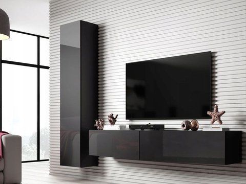 ТВ Тумба VIGO Slant 200 Cama Чорний Мат / Чорний Глянець фотографія