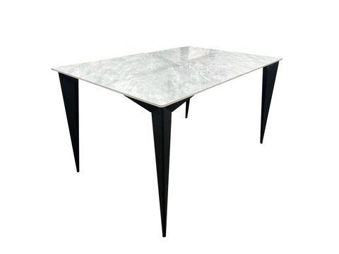 Стол NORMAN CERAMIC Muie White Intarsio 140x90 Белый Глянец Керамика Черный фотография