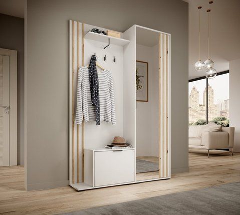Передпокій з дзеркалом Perfect Home Неллі / Nelly 2-дверний Білий/дуб артизан фотографія