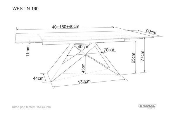 Стол Обеденный WESTIN CERAMIC Signal 160(240)X90 SAHARA NOIR / Черный фотография